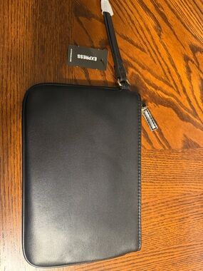 Express Black Leather Wristlet Pouch